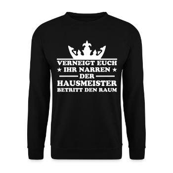 Hausmeister Lustiger Spruch Hausverwalter Geschenk - Unisex Pullover - Schwarz - Vorne - Alina (178cm) & Michal (187cm)