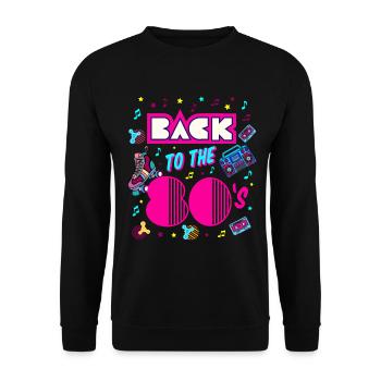 80er Party 80er Jahre Outfit 80s party 80s retro - Unisex Pullover - Schwarz - Vorne - Alina (178cm) & Michal (187cm)