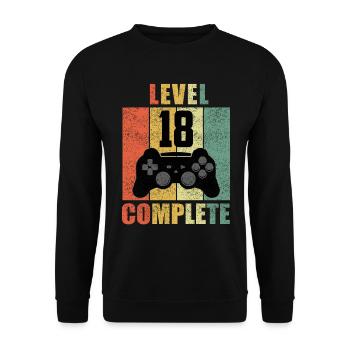 18 Geburtstag 18 Jahre Geschenk lustig 18 Jubiläum - Unisex Pullover - Schwarz - Vorne - Alina (178cm) & Michal (187cm)