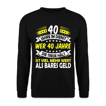40. Dienstjubiläum 40. Firmenjubiläum Geschenk - Unisex Pullover - Schwarz - Vorne - Alina (178cm) & Michal (187cm)