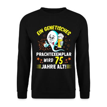 Vor 75 Jahren war ich mal der Schnellste 75 Jahre - Unisex Pullover - Schwarz - Vorne - Alina (178cm) & Michal (187cm)