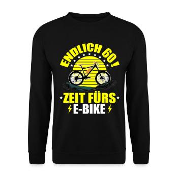 60 Geburtstag 60 Ehrentag 60 Jubiläum Radsport - Unisex Pullover - Schwarz - Vorne - Alina (178cm) & Michal (187cm)
