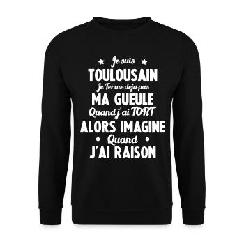 Je suis Toulousain - Je ferme pas ma gueule - Sweat-shirt Unisexe - noir - Devant - Alina (178cm) & Michal (187cm)