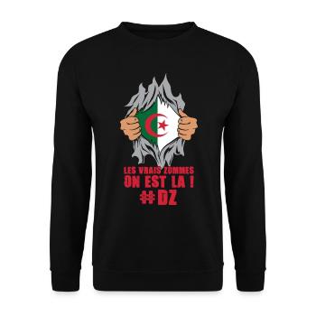 Les vrais zommes on est là dz algérie patrie foot - Sweat-shirt Unisexe - noir - Devant - Alina (178cm) & Michal (187cm)