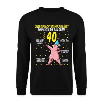 40 Geburtstag Geschenkidee Baujahr 1982 lustig - Unisex Pullover - Schwarz - Vorne - Alina (178cm) & Michal (187cm)