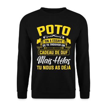 poto cadeau de ouf mais tu nous as déjà amitié - Sweat-shirt Unisexe - noir - Devant - Alina (178cm) & Michal (187cm)