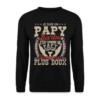 Je suis un papy barbu normal fans barbe - Sweat-shirt Unisexe - noir - Devant - Alina (178cm) & Michal (187cm)