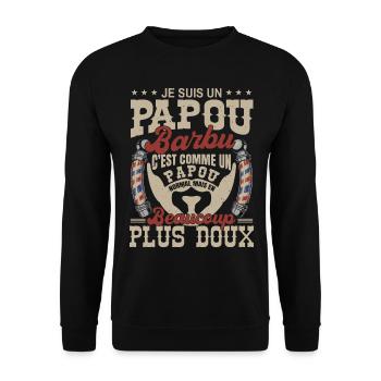 Je suis un papou barbu normal fans barbe - Sweat-shirt Unisexe - noir - Devant - Alina (178cm) & Michal (187cm)
