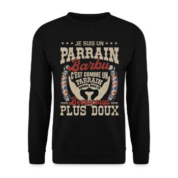 Je suis un parrain barbu normal fans barbe - Sweat-shirt Unisexe - noir - Devant - Alina (178cm) & Michal (187cm)