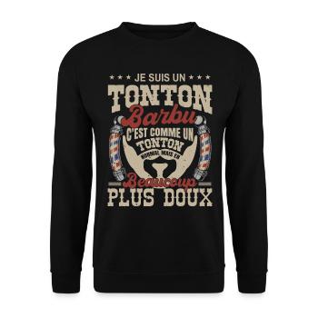 Je suis un tonton barbu normal fans barbe - Sweat-shirt Unisexe - noir - Devant - Alina (178cm) & Michal (187cm)