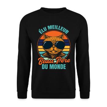Élu meilleur beau père propriétaire chats - Sweat-shirt Unisexe - noir - Devant - Alina (178cm) & Michal (187cm)