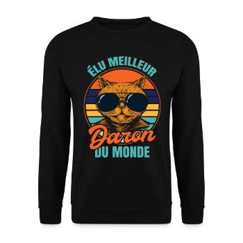 Élu meilleur daron propriétaire chats - Sweat-shirt Unisexe - noir - Devant - Alina (178cm) & Michal (187cm)