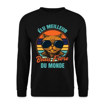 Élu meilleur beau frère propriétaire chats - Sweat-shirt Unisexe - noir - Devant - Alina (178cm) & Michal (187cm)
