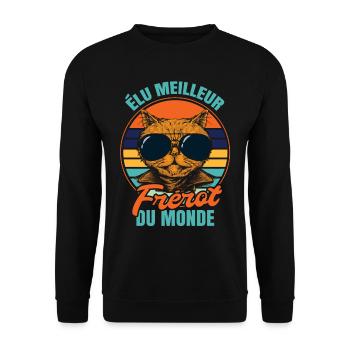 Élu meilleur frérot propriétaire chats - Sweat-shirt Unisexe - noir - Devant - Alina (178cm) & Michal (187cm)