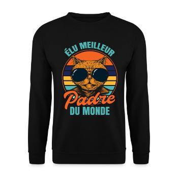 Élu meilleur padre propriétaire chats - Sweat-shirt Unisexe - noir - Devant - Alina (178cm) & Michal (187cm)