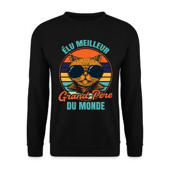 Élu meilleur grand père propriétaire chats - Sweat-shirt Unisexe - noir - Devant - Alina (178cm) & Michal (187cm)