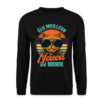Élu meilleur neveu propriétaire chats - Sweat-shirt Unisexe - noir - Devant - Alina (178cm) & Michal (187cm)