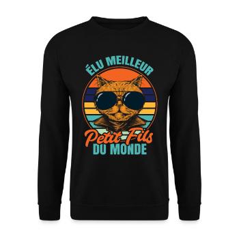 Élu meilleur petit fils propriétaire chats - Sweat-shirt Unisexe - noir - Devant - Alina (178cm) & Michal (187cm)