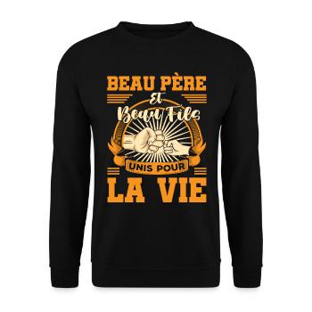 Cadeau beau père beau fils unis pour la vie check - Sweat-shirt Unisexe - noir - Devant - Alina (178cm) & Michal (187cm)