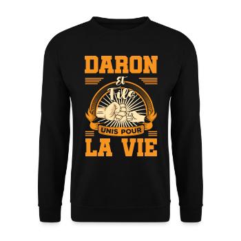 daron fils unis pour la vie lien papa poule garçon - Sweat-shirt Unisexe - noir - Devant - Alina (178cm) & Michal (187cm)