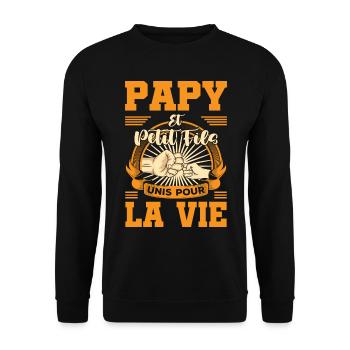 Papy et petit fils unis pour la vie fête des papy - Sweat-shirt Unisexe - noir - Devant - Alina (178cm) & Michal (187cm)