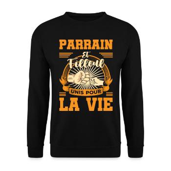 Demande parrain et filleul unis pour la vie humour - Sweat-shirt Unisexe - noir - Devant - Alina (178cm) & Michal (187cm)