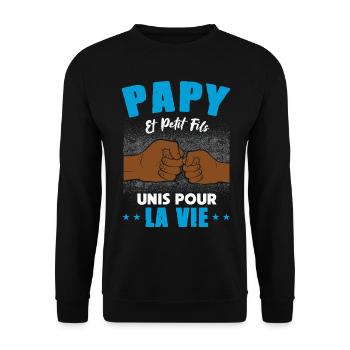 papy petit fils unis pour la vie check humour - Sweat-shirt Unisexe - noir - Devant - Alina (178cm) & Michal (187cm)