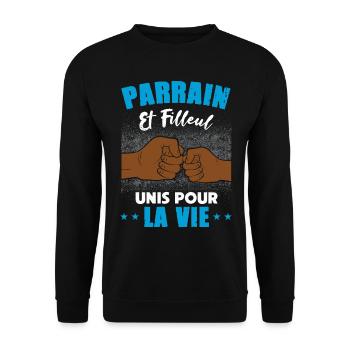 Demande parrain et filleul unis pour la vie humour - Sweat-shirt Unisexe - noir - Devant - Alina (178cm) & Michal (187cm)