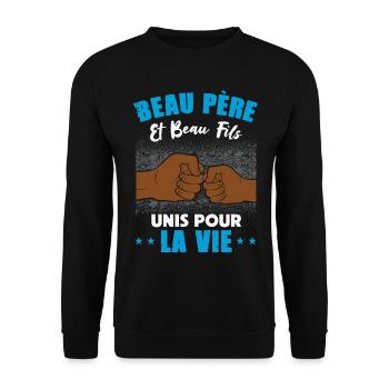 Cadeau beau père beau fils unis pour la vie check - Sweat-shirt Unisexe - noir - Devant - Alina (178cm) & Michal (187cm)