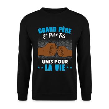 Papy et petit fils unis pour la vie fête des papy - Sweat-shirt Unisexe - noir - Devant - Alina (178cm) & Michal (187cm)