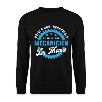 Cadeau humour meilleur mécanicien monde drôle - Sweat-shirt Unisexe - noir - Devant - Alina (178cm) & Michal (187cm)