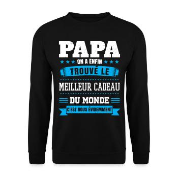 papa meilleur cadeau du monde c'est nous humour - Sweat-shirt Unisexe - noir - Devant - Alina (178cm) & Michal (187cm)
