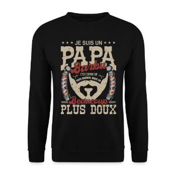 Papa barbu normal fans barbe barbier ciseaux coupe - Sweat-shirt Unisexe - noir - Devant - Alina (178cm) & Michal (187cm)