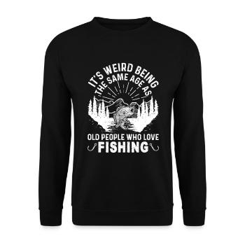 Grandfather Dad Fishing Amateur Humor Old Grandpa - Unisex Sweatshirt - black - Front - Alina (178cm) & Michal (187cm)