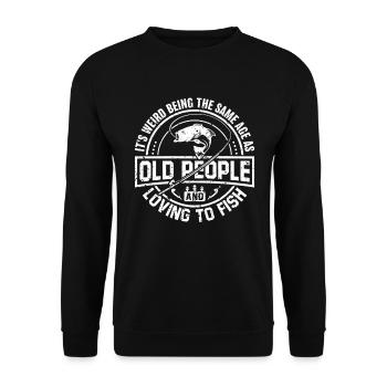 Grandfather Dad Amateur Fishing Humor Old Grandpa - Unisex Sweatshirt - black - Front - Alina (178cm) & Michal (187cm)