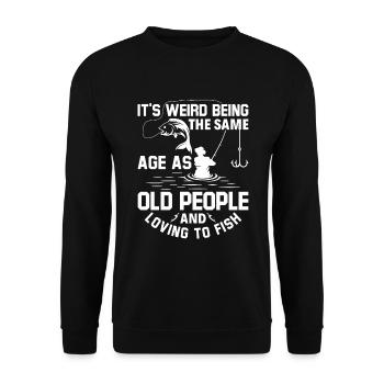 Grandfather Dad Fishing Amateur Humor Old Grandpa - Unisex Sweatshirt - black - Front - Alina (178cm) & Michal (187cm)