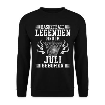 Juli Geburtstag Geschenk Basketball Basketballer - Unisex Pullover - Schwarz - Vorne - Alina (178cm) & Michal (187cm)