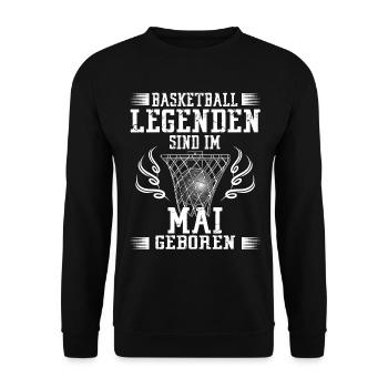 Mai Geburtstag Geschenk Basketball Basketballer - Unisex Pullover - Schwarz - Vorne - Alina (178cm) & Michal (187cm)