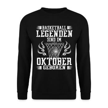 Oktober Geburtstag Geschenk Basketball Basketballe - Unisex Pullover - Schwarz - Vorne - Alina (178cm) & Michal (187cm)