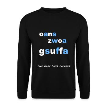 bayerischer Trinkspruch, Bierzelt - Unisex Pullover - Schwarz - Vorne - Alina (178cm) & Michal (187cm)