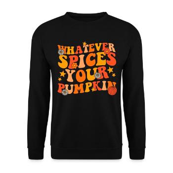 Kürbiskräuter grooviger Herbst - Unisex Pullover - Schwarz - Vorne - Alina (178cm) & Michal (187cm)