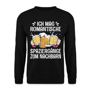 Romantische Spaziergänge Nachbar Wohnung Bier Fun - Unisex Pullover - Schwarz - Vorne - Alina (178cm) & Michal (187cm)