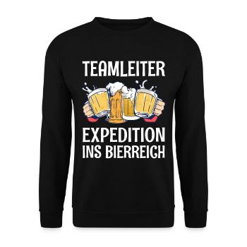 Teamleiter Bier Sprüche Lustig Saufen Feiern Fun - Unisex Pullover - Schwarz - Vorne - Alina (178cm) & Michal (187cm)