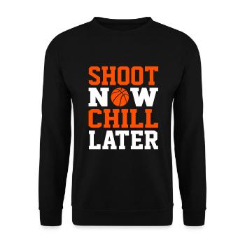 Basketball Shoot Now Chill Later Funny Basketball - Unisex Pullover - Schwarz - Vorne - Alina (178cm) & Michal (187cm)