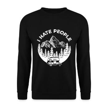 I Hate People - Funny Camping Saying - Unisex Sweatshirt - black - Front - Alina (178cm) & Michal (187cm)