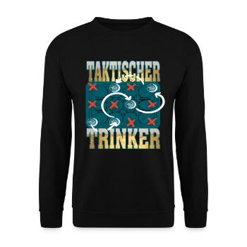 Bier Saufen Party JGA Spruch Taktischer Trinker - Unisex Pullover - Schwarz - Vorne - Alina (178cm) & Michal (187cm)