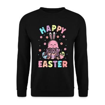 Happy Easter Jellyfish With Rabbit Ears Spring - Unisex Sweatshirt - black - Front - Alina (178cm) & Michal (187cm)