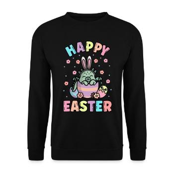 Joyeux dragon de Pâques avec des oreilles de lapin printemps - Sweat-shirt Unisexe - noir - Devant - Alina (178cm) & Michal (187cm)