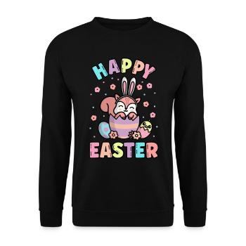 Happy Easter Squirrel With Rabbit Ears Spring - Unisex Sweatshirt - black - Front - Alina (178cm) & Michal (187cm)