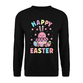 Happy Easter Octopus With Rabbit Ears Spring - Unisex Sweatshirt - black - Front - Alina (178cm) & Michal (187cm)